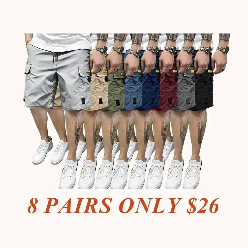 Street Style Three-Piece Set!Men's Multi-Pocket Cargo Shorts Comfortable & Stylish - Perfect for Everyday Casual & Sports Wear