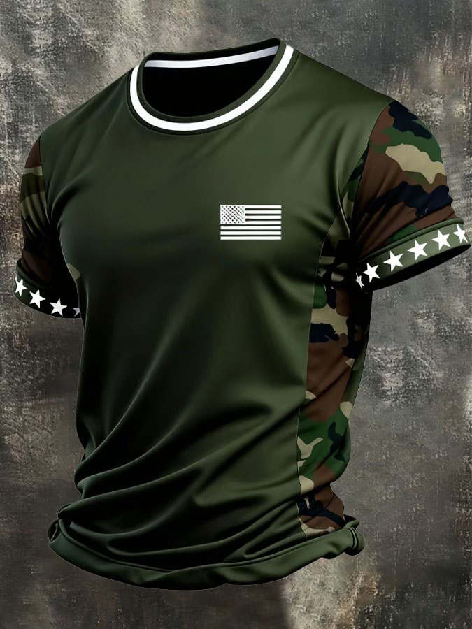 Men'S American Flag Independence Day Celebration God Bless The USA Classic Pattern Short Sleeve T-Shirt