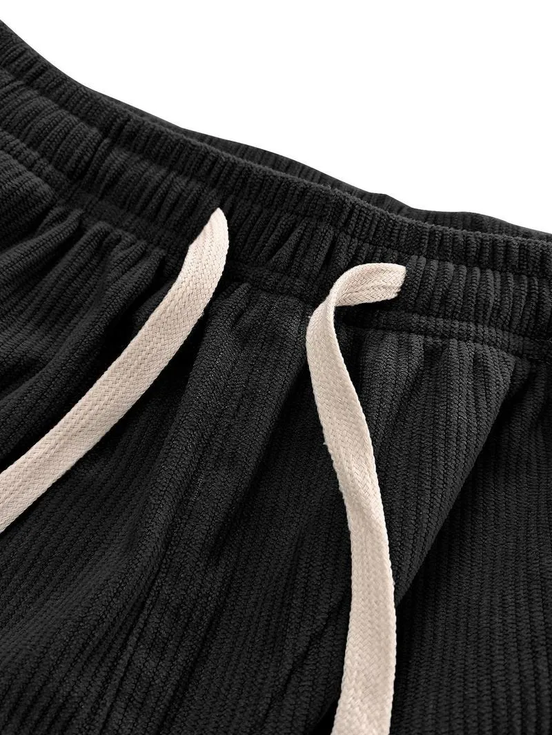 Men'S Thermal Winter Pants with Drawstring Waist - Beige Non-Stretch Trousers, Men's Sweatpants