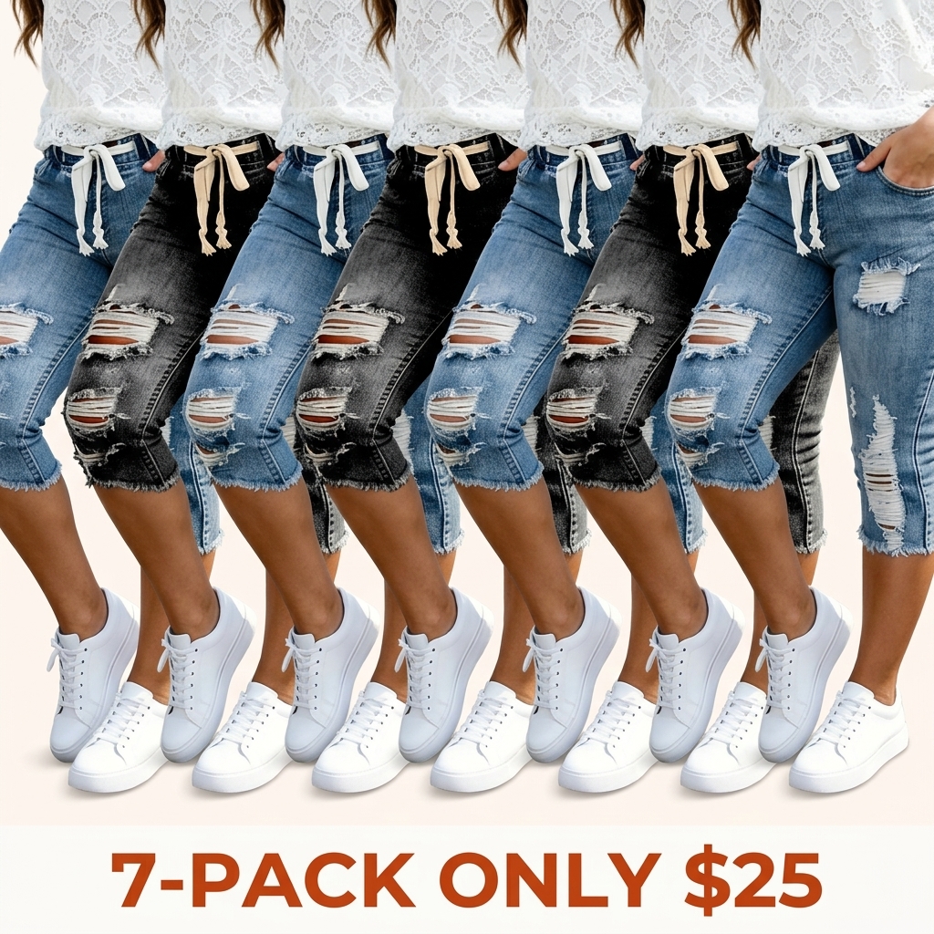 Women's Plus Size Distressed Ripped High-Waisted Cropped Jeans