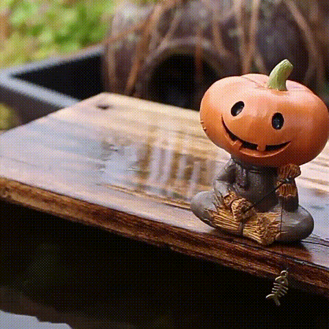 Pumpkin Fisherman Figurine  A Quirky Touch of Halloween Fun