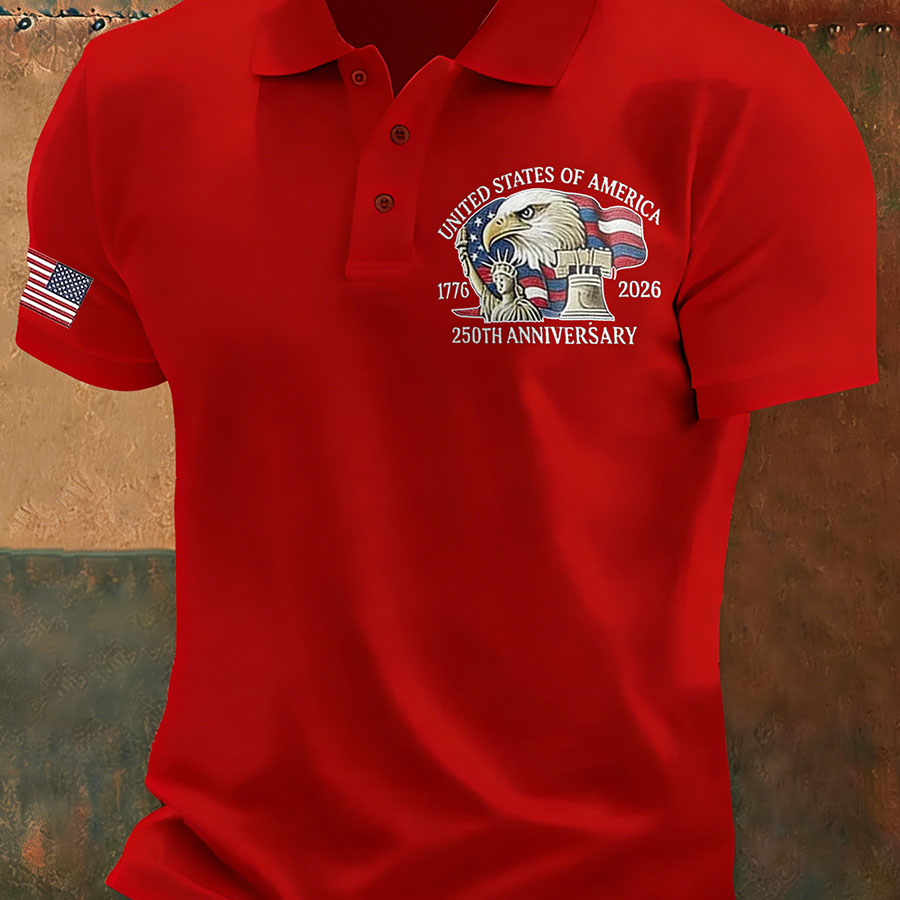Men'S Casual Independence Day 250Th Anniversary Polo Shirt