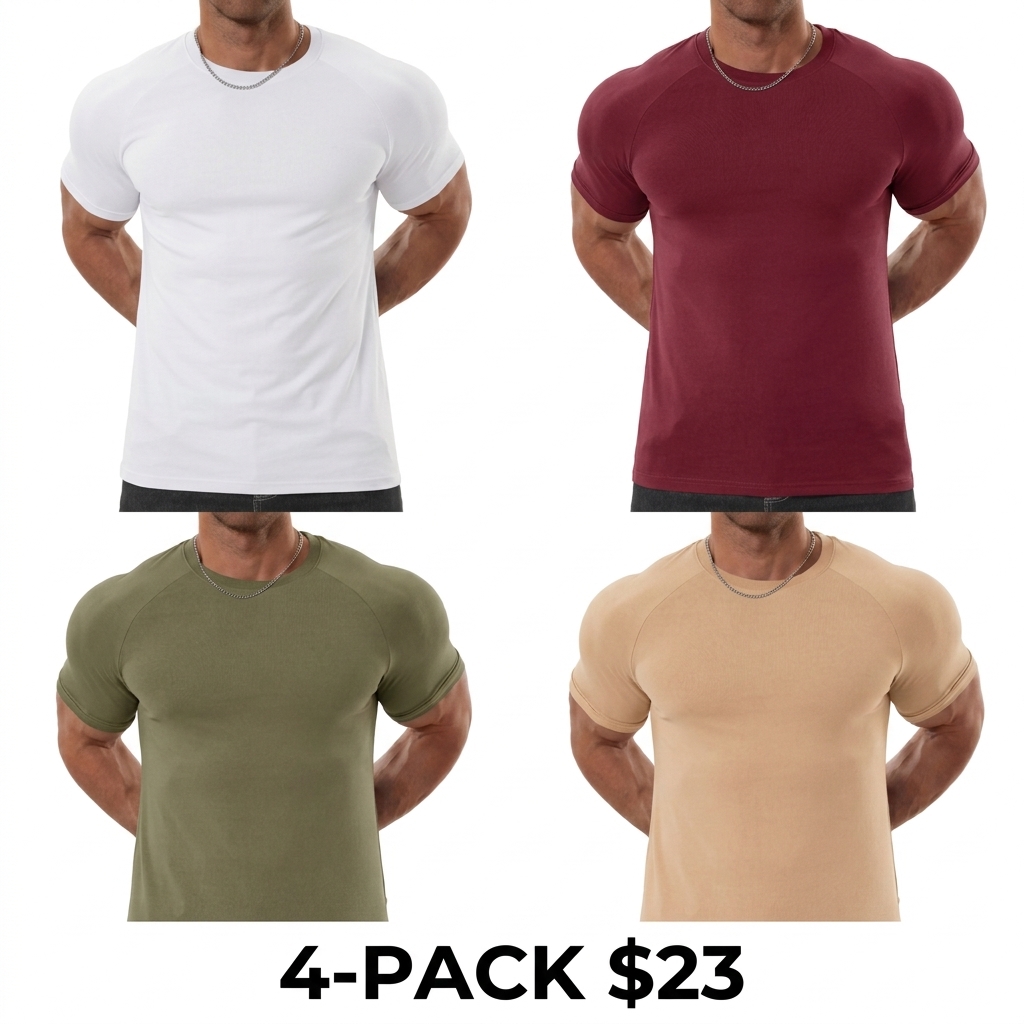 Men's Raglan Sleeve Athletic Tee – Tapered Fit, Arm-Enhancing, Wrinkle-Resistant Stretch