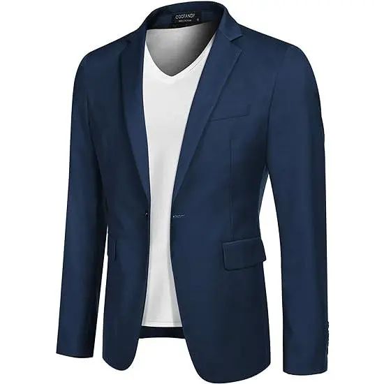 Mens Sport Coat Casual Blazer One Button Business Suit Jacket