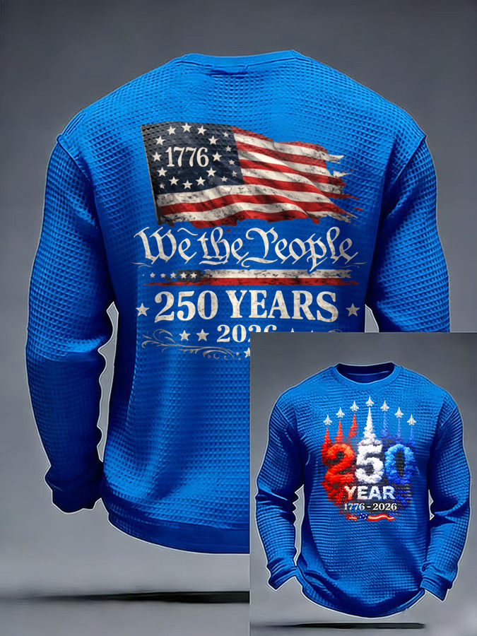 Unisex 250Th Anniversary Celebration Waffle Round Neck Long Sleeve T-Shirt