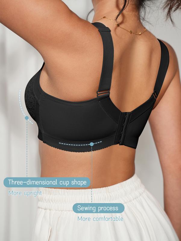 Women's Comfort Push Up Lace Bra Elegant Sexy Lace Bra with Underwire Cups Non-Removable Pads Support Design Adjustable Straps