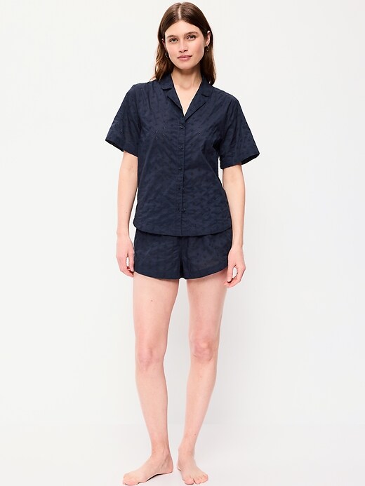 Classic Eyelet Sleep Short Set  Arctic Depth