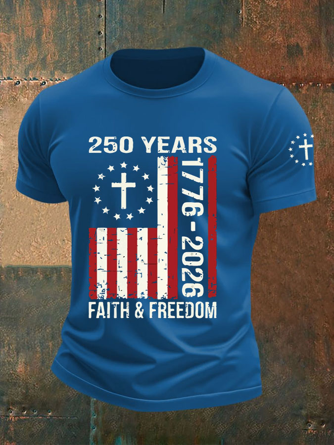 Men'S 250 Years USA 1776 2026 American Flag T-Shirt