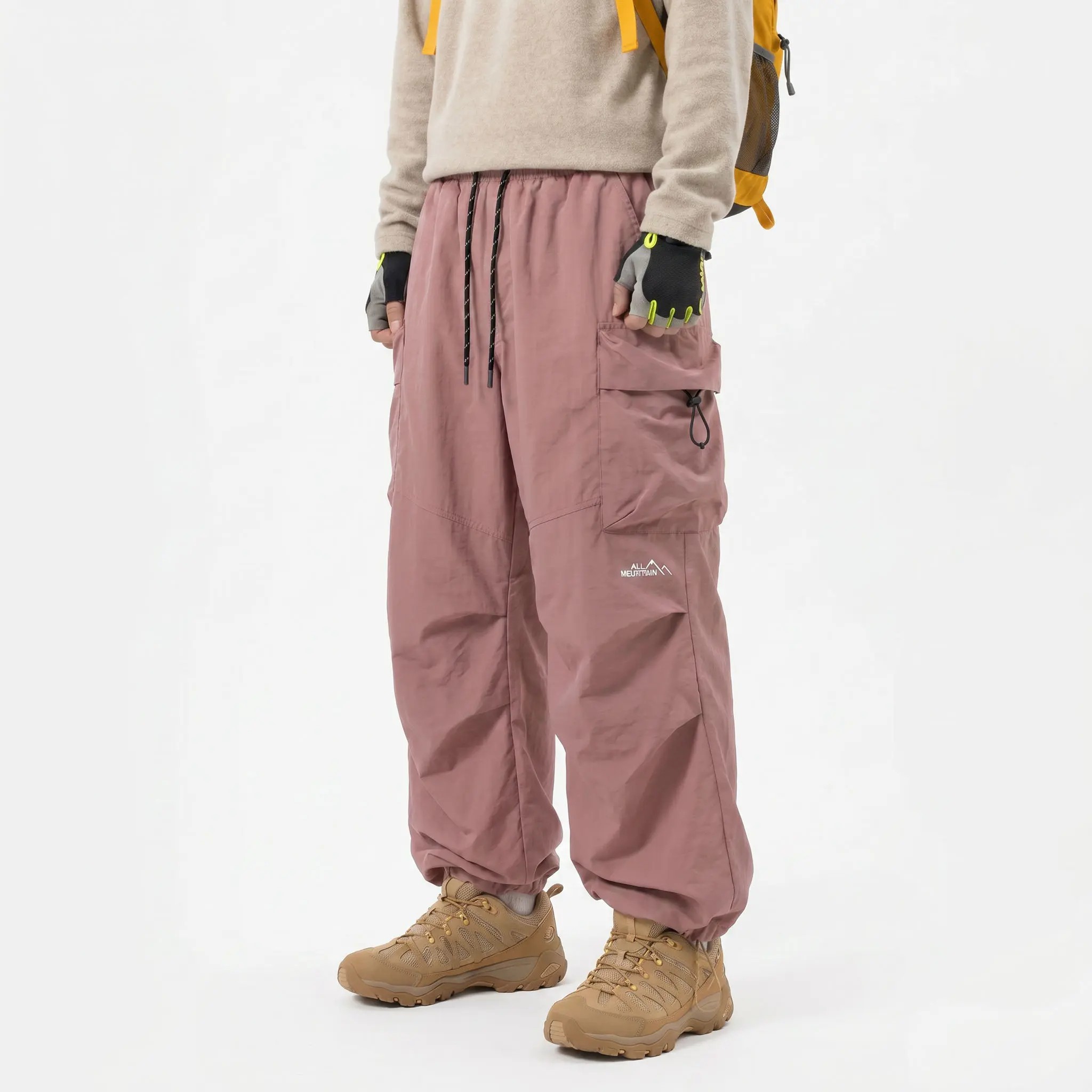 Unisex Baggy Cargo Parachute Pants – Lightweight Water-Resistant Outdoor Hiking Trousers, Loose-Fit Gorpcore Streetwear