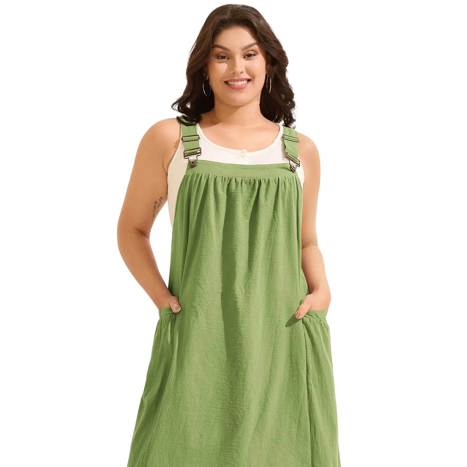 【Summer Turn-Up】【Pocket Approved】 Rust Pure Cotton Pleated Pockets Midi Dress