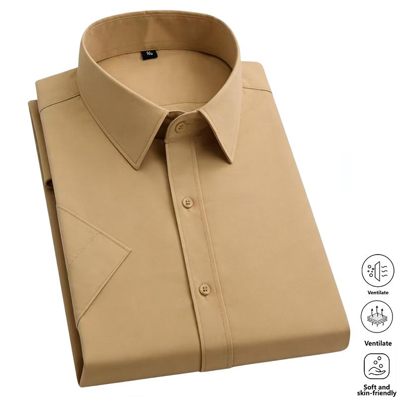 Men's Solid-Color Dress Shirts (5-Pack) — Crafted from skin-friendly, breathable, and wrinkle-resistant, non-iron fabric