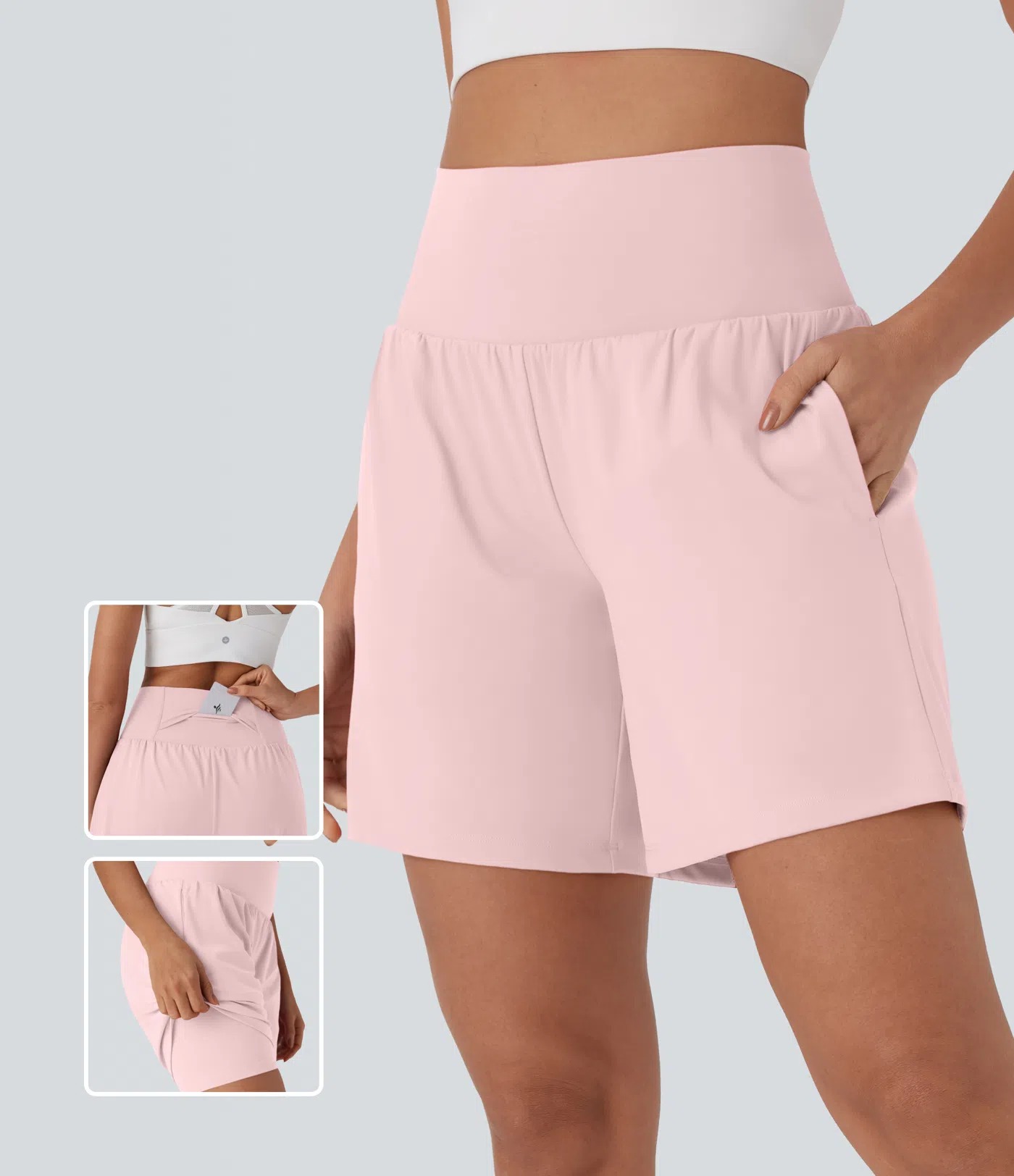 🔥🔥Women’s 2-in-1 Super High-Waisted Cool-Touch Yoga Shorts with Pockets (3