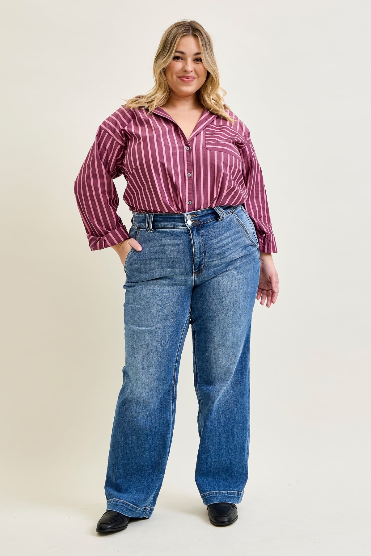 Penny Wide Denim Trouser - PLUS