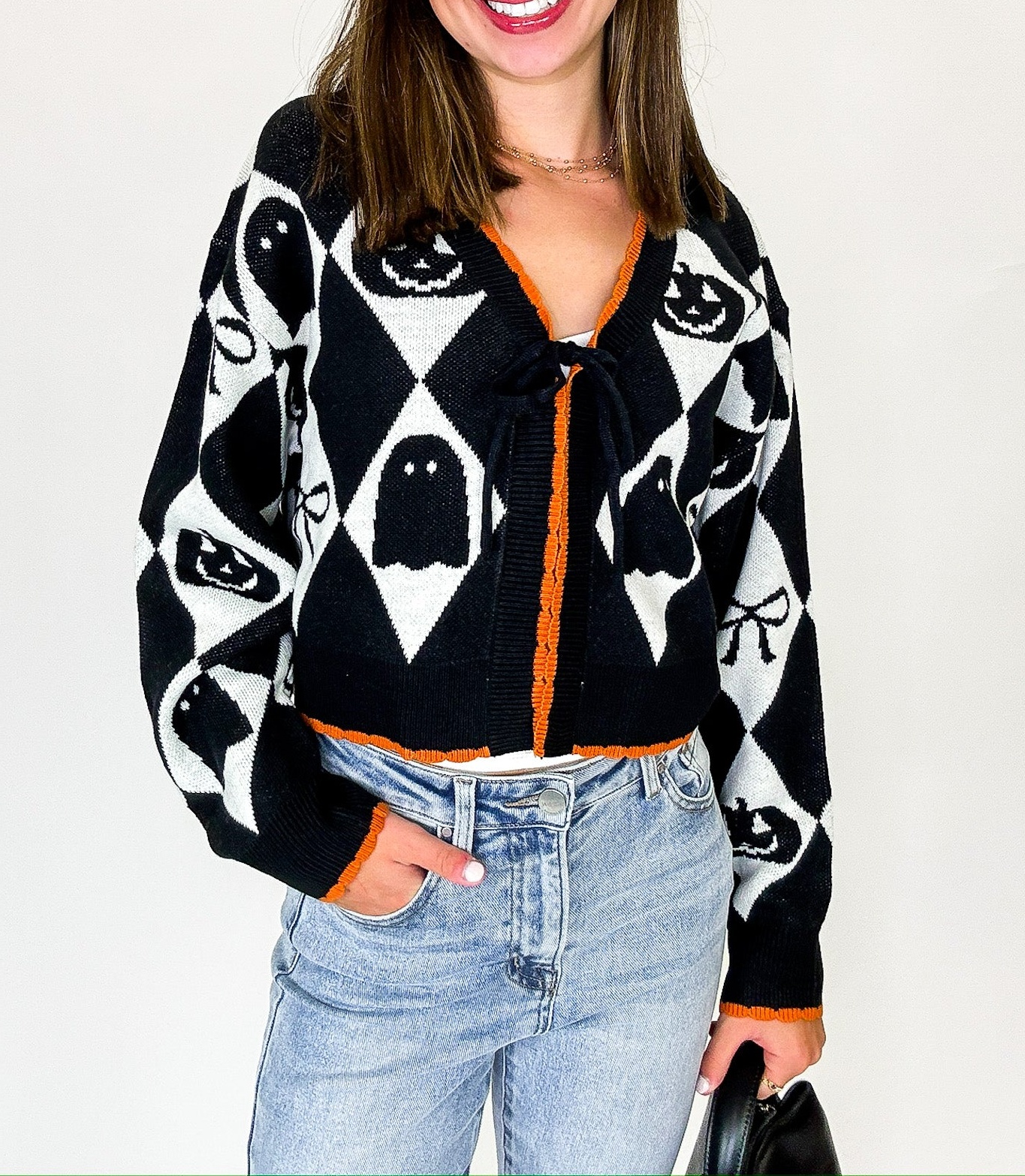 Ghoul Grid Argyle Knit Cardigan - FINAL SALE