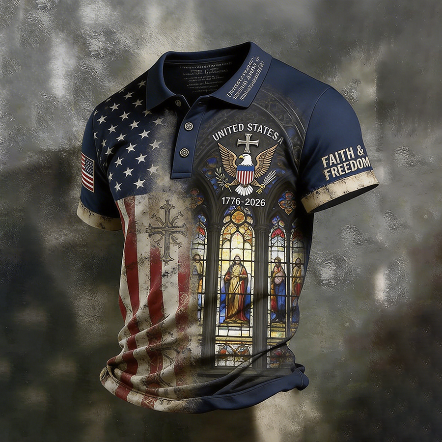 Men'S Business And Leisure Polo Shirt Commemorative Of The Founding Of The United States