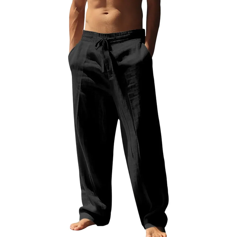 🔥8-pack $24 - Men's linen casual straight leg trousers