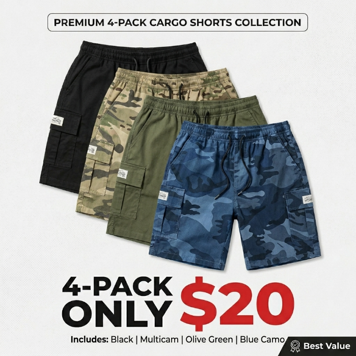 Men’s Camouflage Cargo-Style Shorts