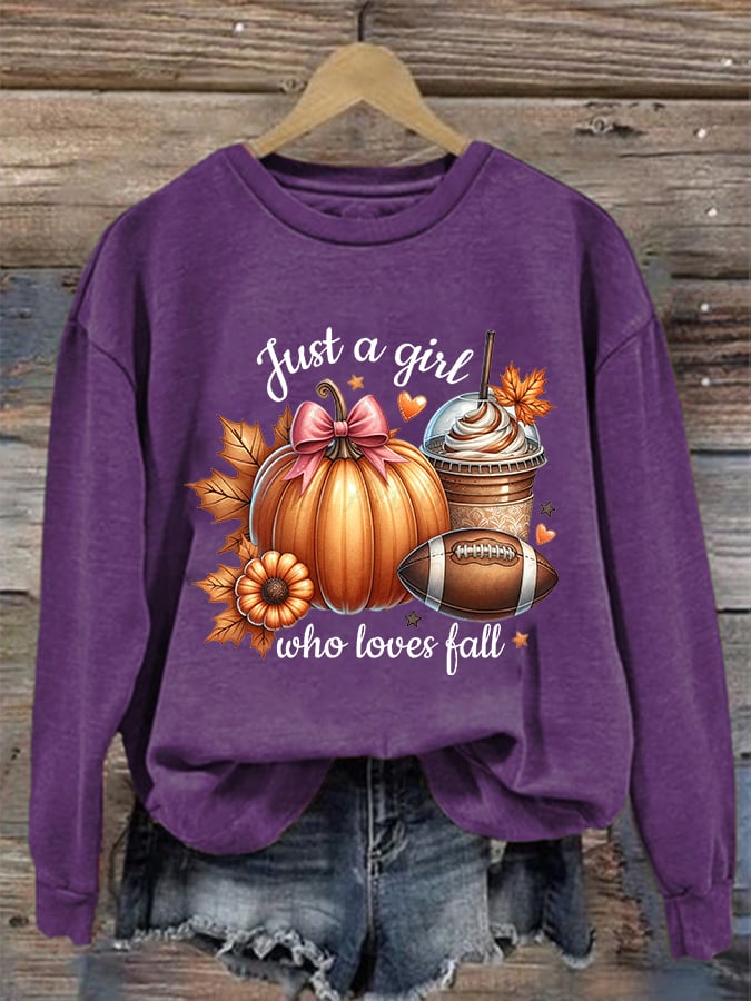 Women's Just A Girl Who Loves Fall Print Sweatshirt