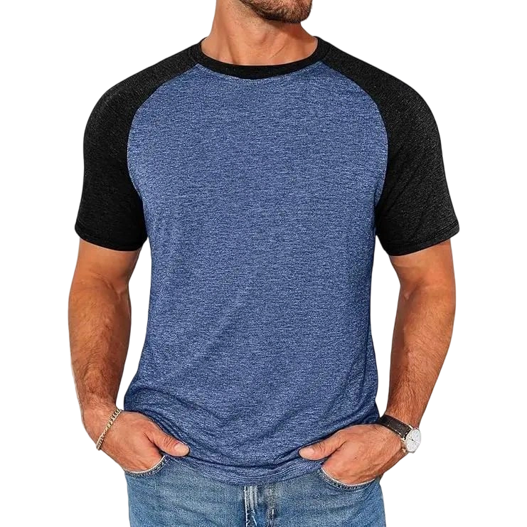 Mens Casual Slim Fit T Shirts Raglan Short Sleeve Crewneck Baseball Tees Color Block Workout Fashion Shirt
