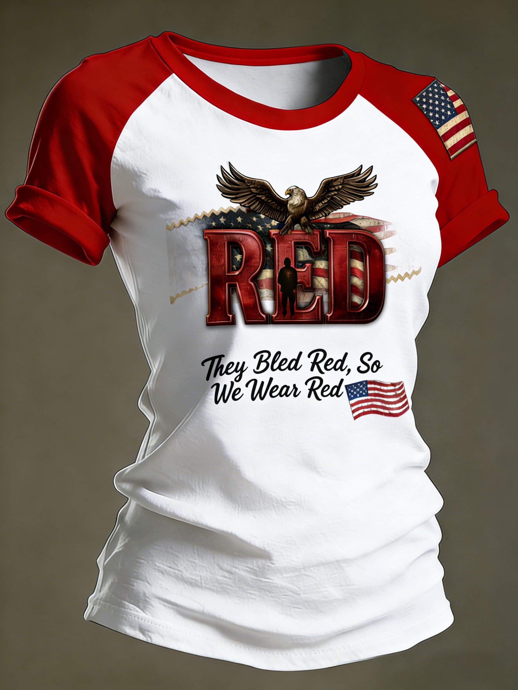 Women's Casual Red Friday Print Short-Sleeve T-Shirt