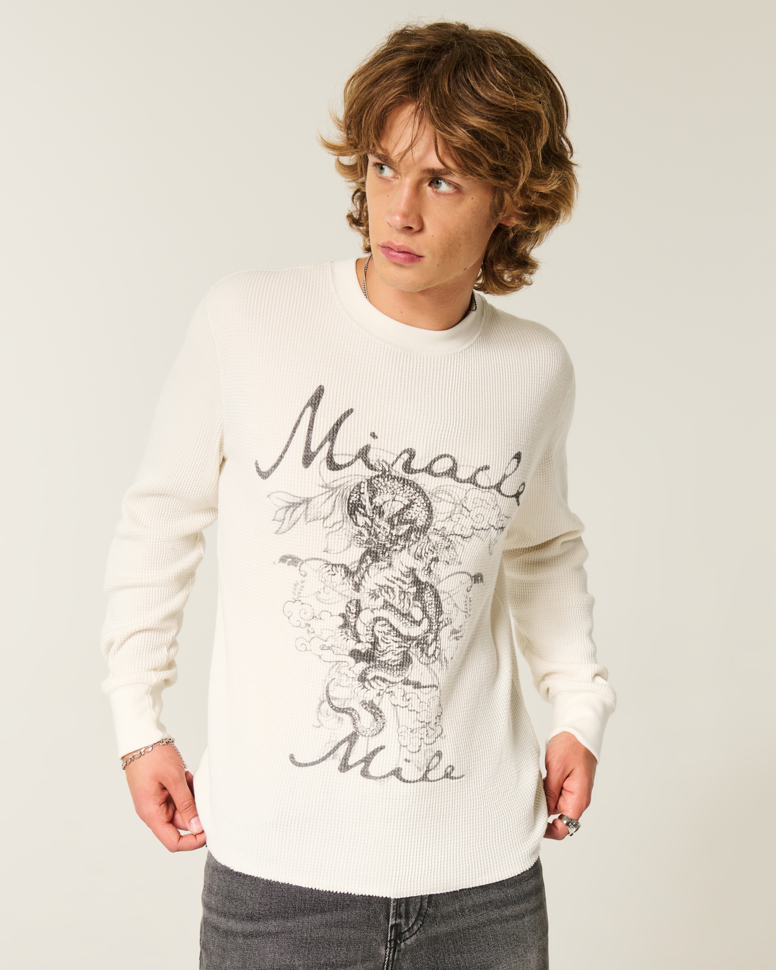 Rose & Angel Wings Graphic Thermal Shirt