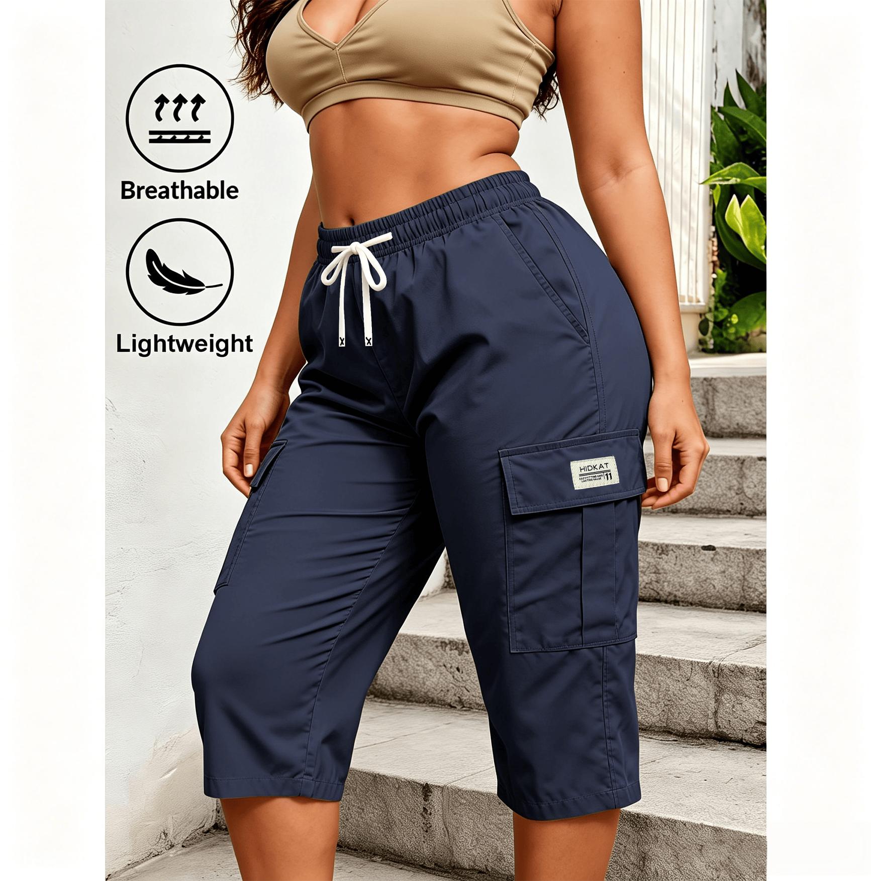 Women's Stylish Solid-Color Cropped Cargo Pants
