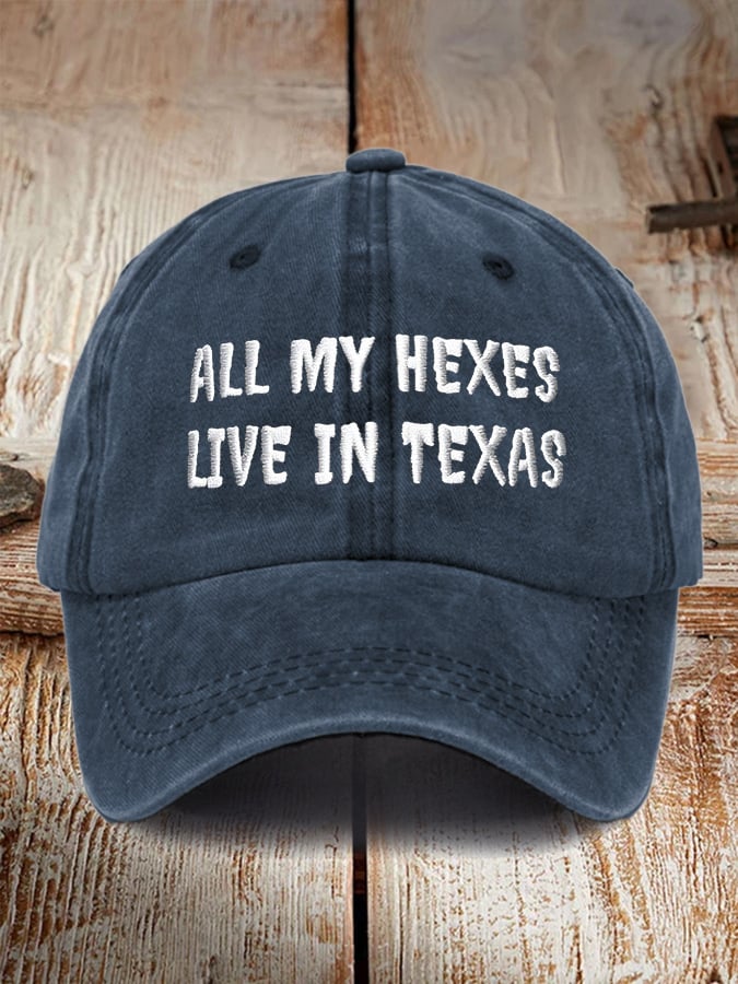 Retro Halloween All My Hexes Live In Texas Print Baseball Cap