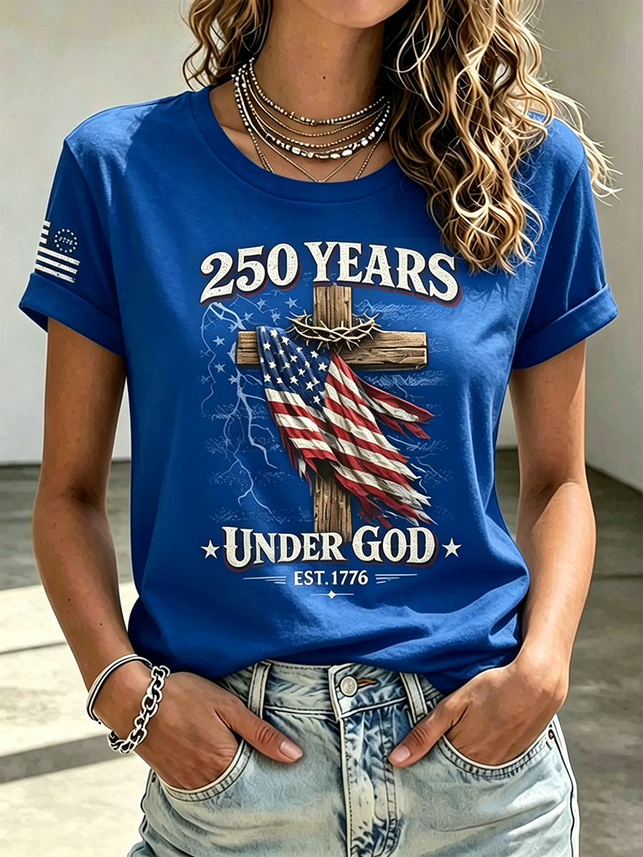 250Th Anniversary Commemorative Faith Printed Round Neck Top In The United States