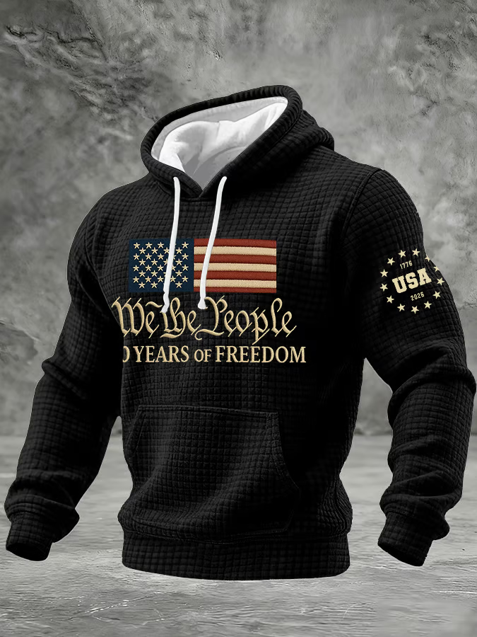 Men'S Casual Printed Checkered Hooded Sweatshirt