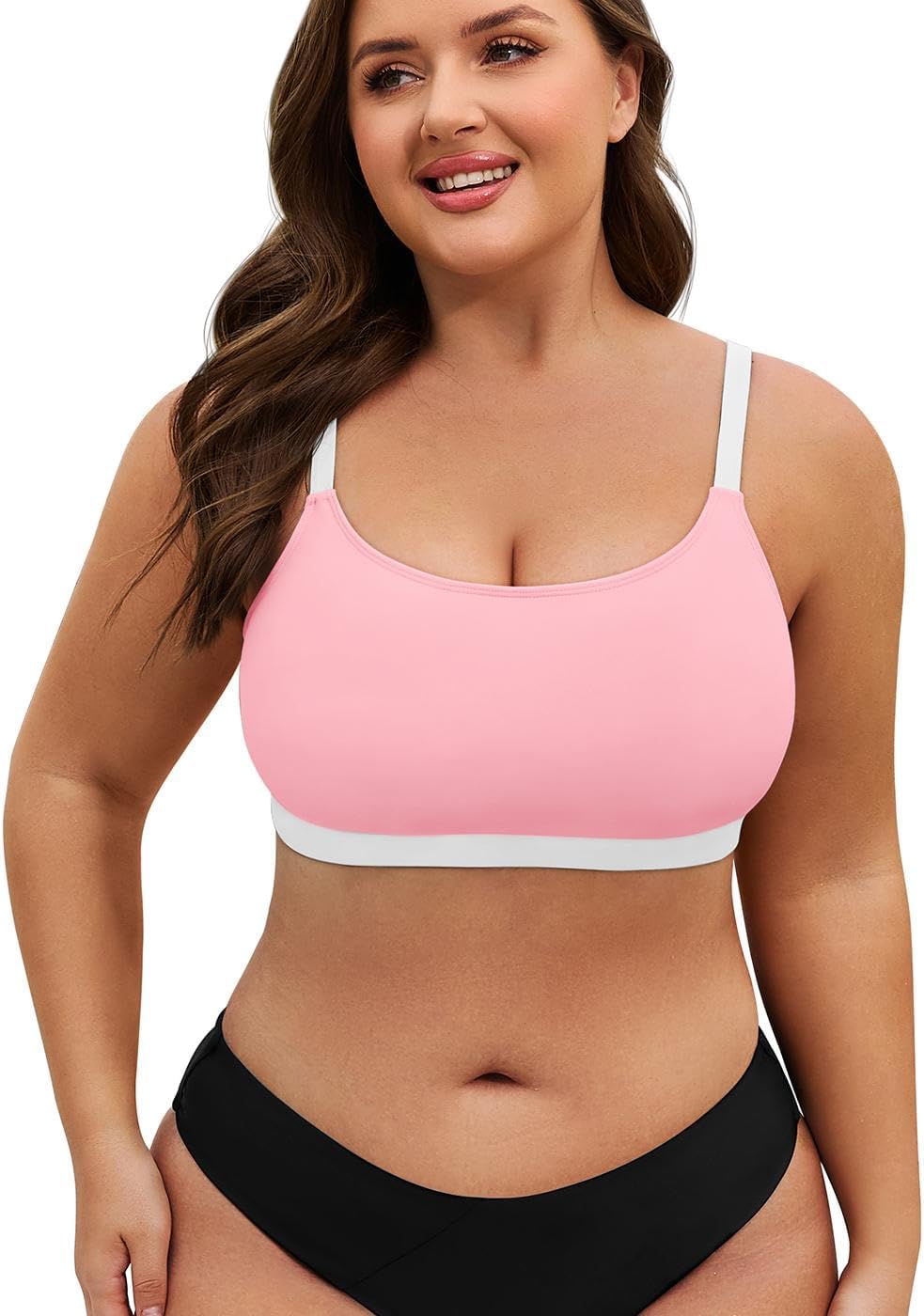 American Trends Plus Size Bikini Top for Women Large Bust Swim Tops Sports Swim Bra with Strong Support