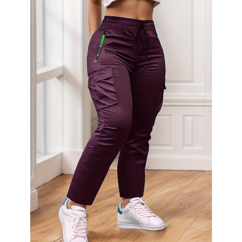 Women’s Lightweight Utility Cargo Pants – Zip Pocket Outdoor Trousers