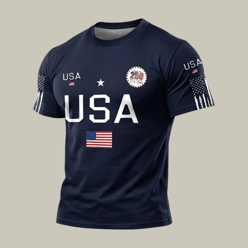Men'S Casual American Founding Celebration Personalized Printed Round Neck T-Shirt