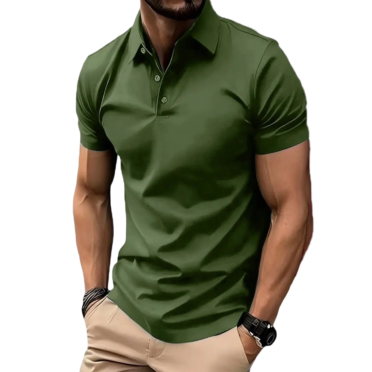 Men's Casual POLO Shirt, Solid Color Button Versatile Basic