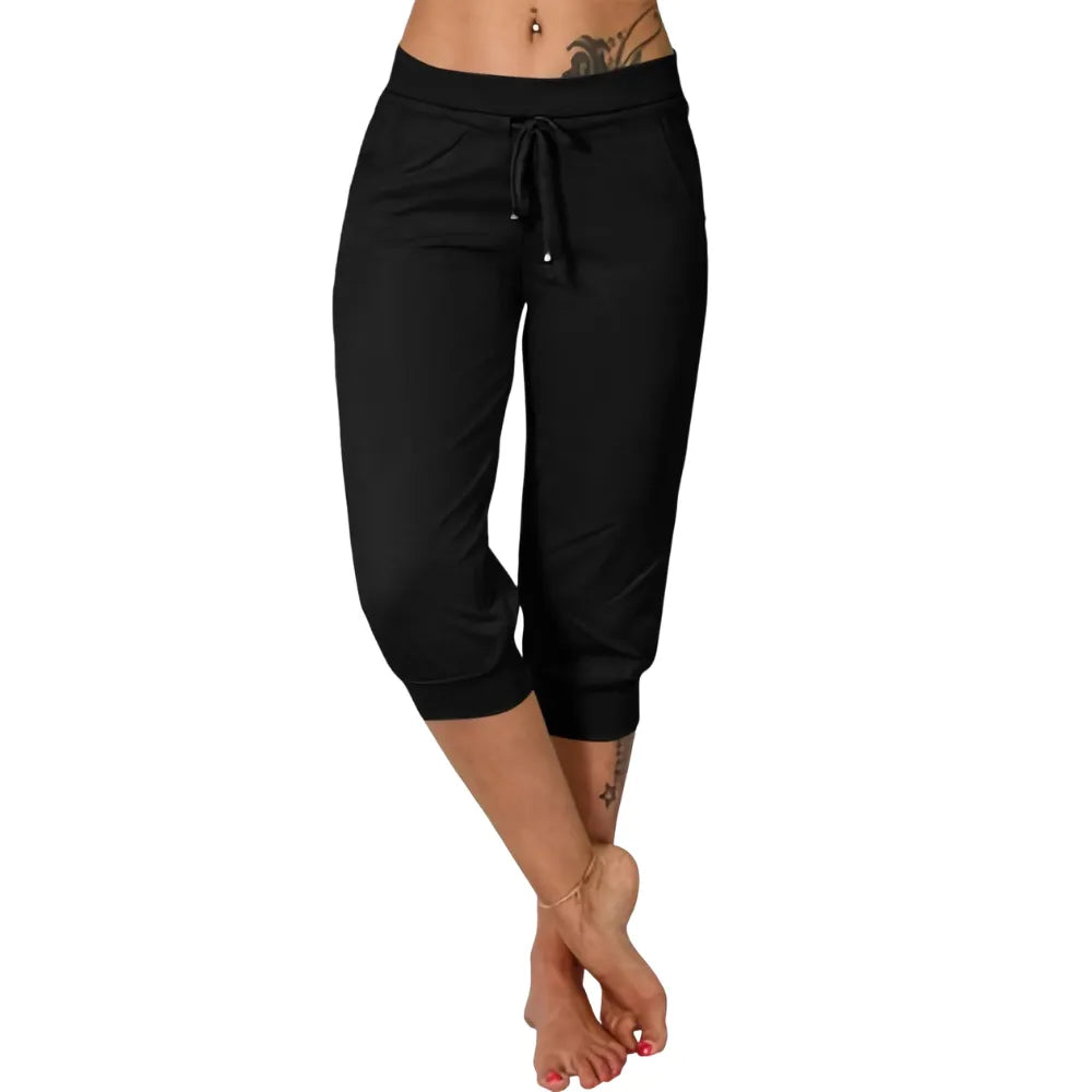 ⚡️Factory wholesale promotion⚡️ Women's Solid-Color Drawstring Waist Cropped Pants