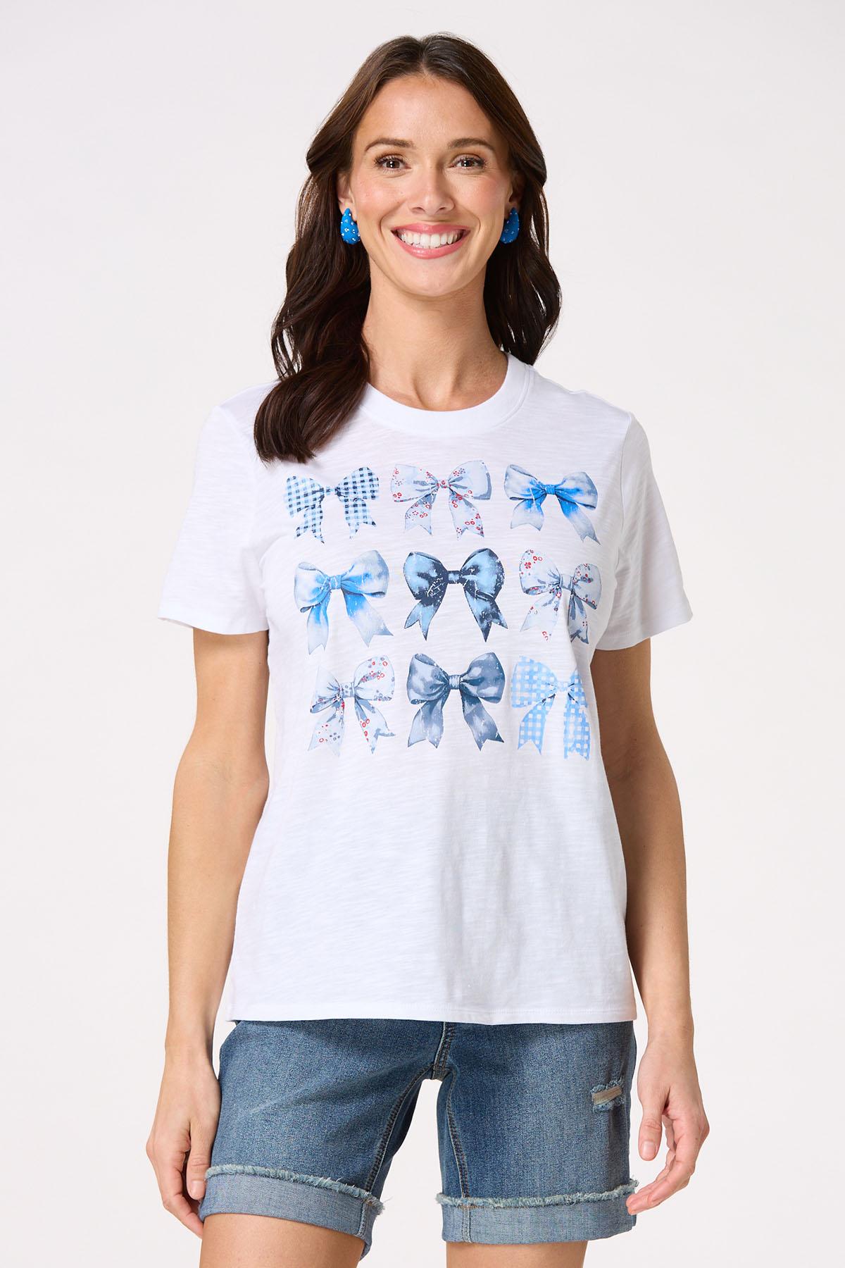 Mixed Print Bow Tee