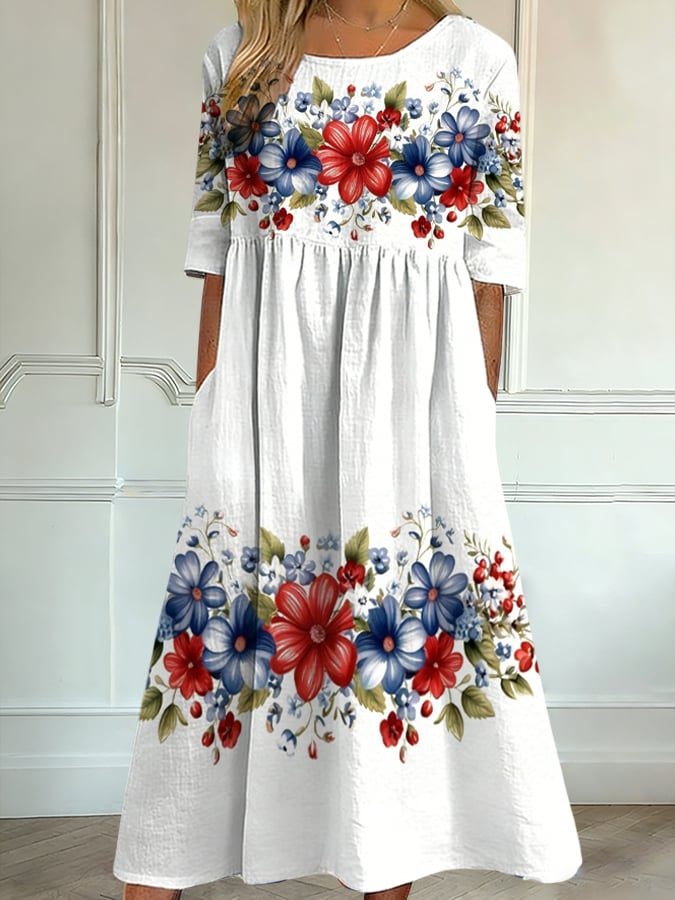 Women's 250th Anniversary Print Five-Sleeve Dress