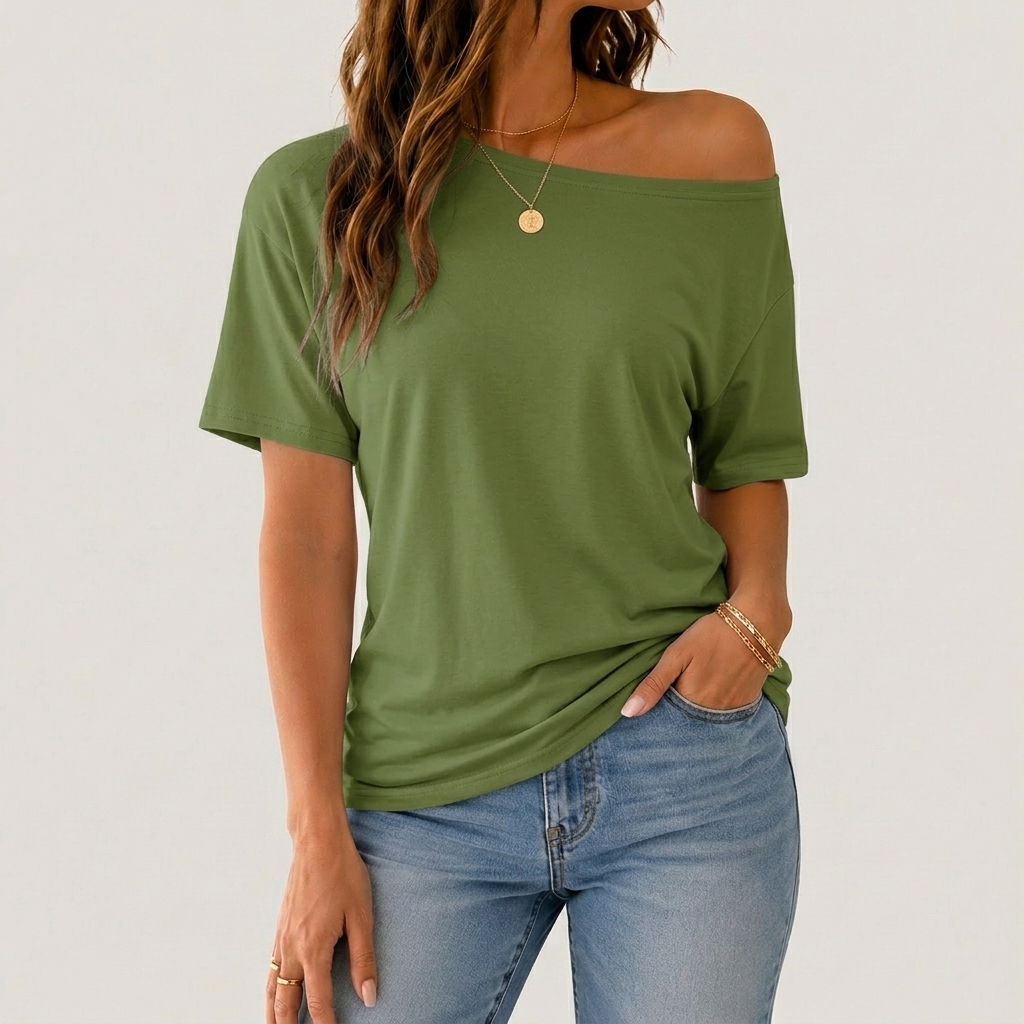 Women's Solid Color Minimalist Loose Tee Top