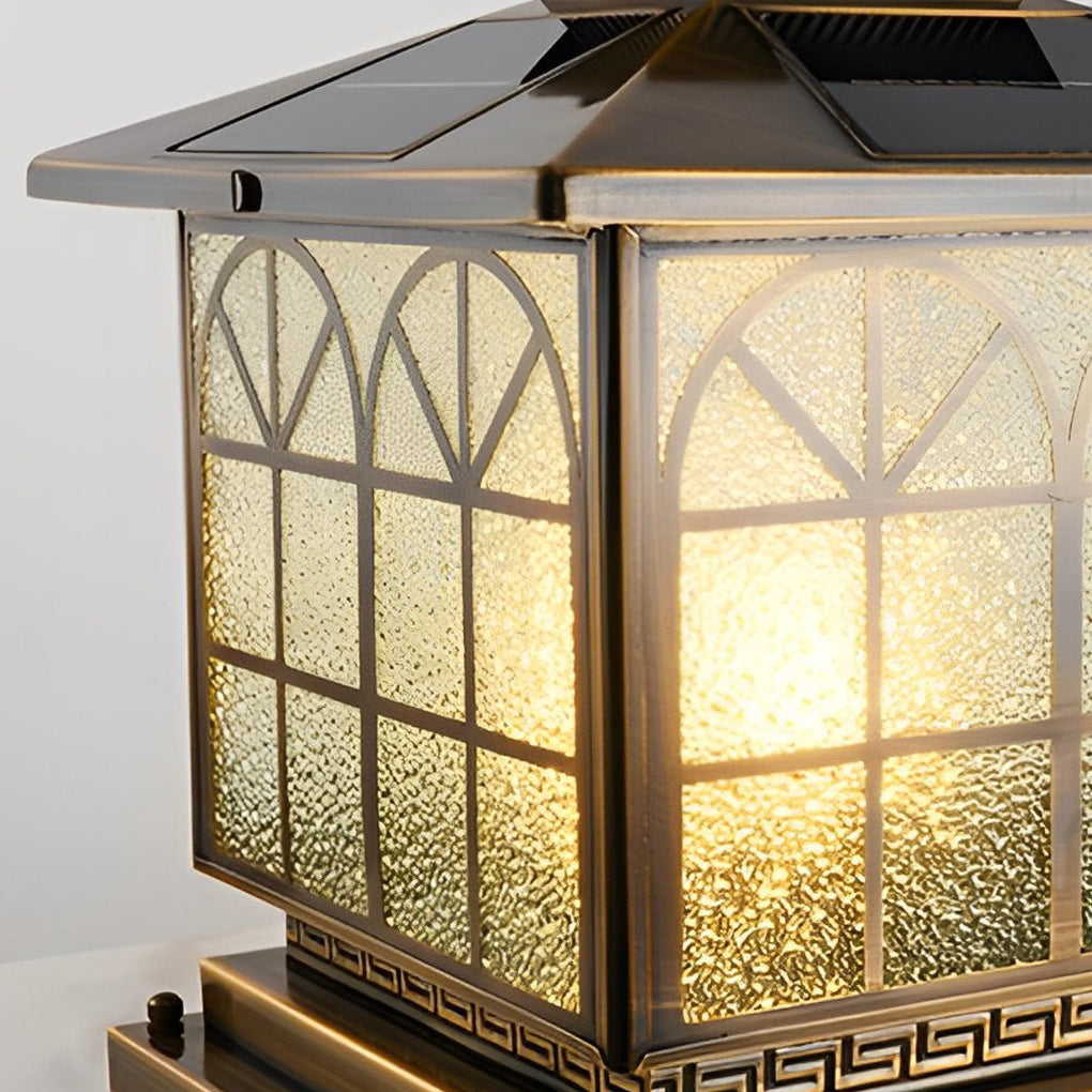 Classical Waterproof LED 3 Step Dimming Bronze Solar Post Caps Lights