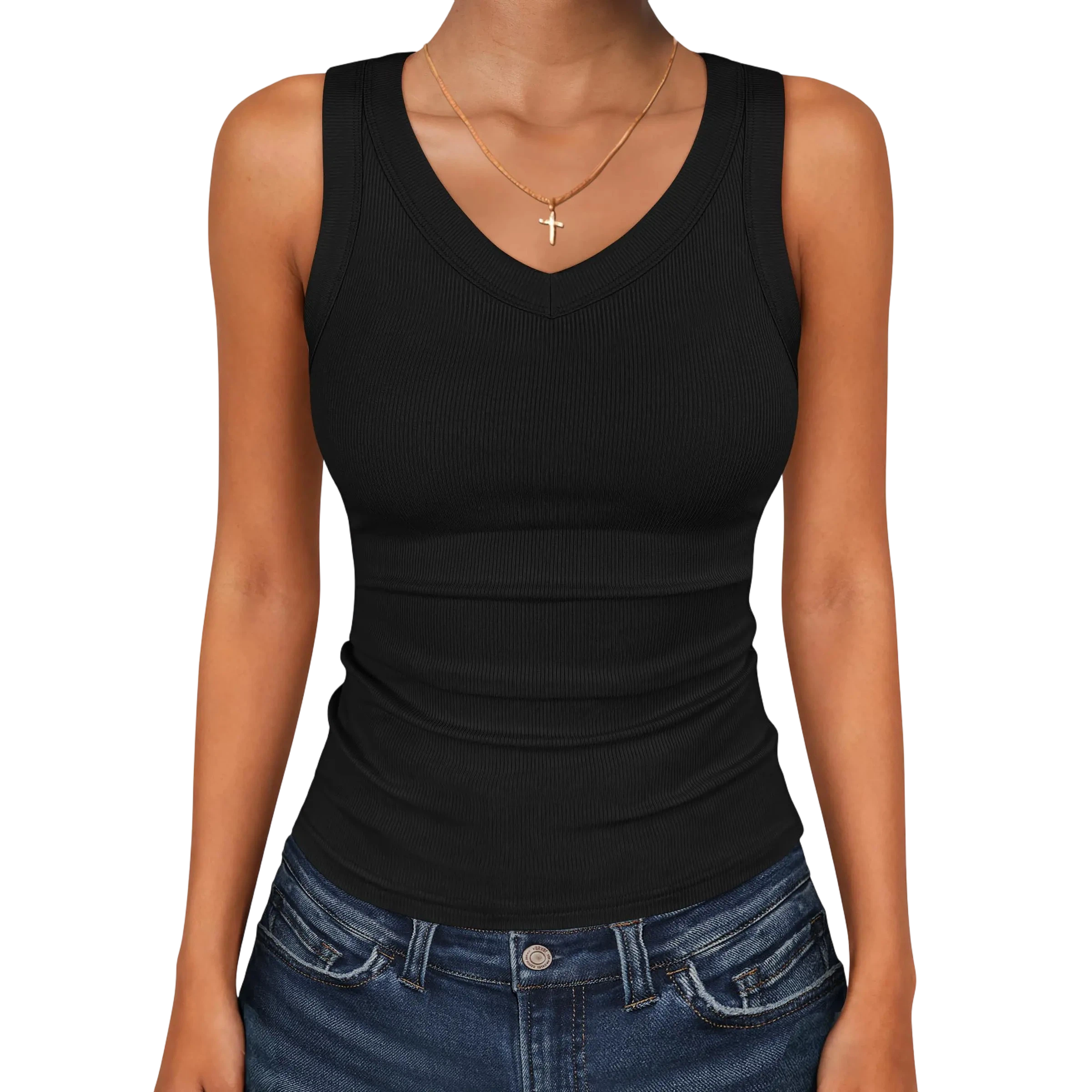 Tank Tops for Women V Neck Ribbed Knit Slim Fitted Sleeveless Tee – 2026 Summer Casual Basic Tanks
