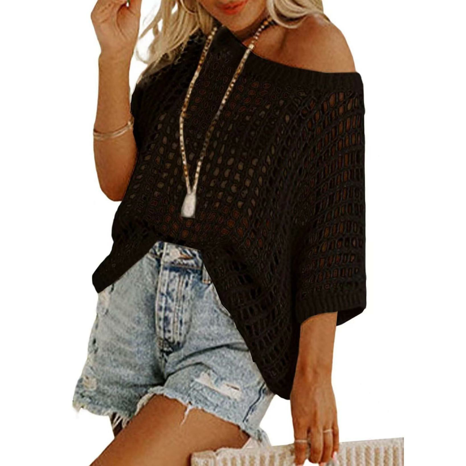 🪴Women’s Crochet Knit Hollow Out Slouchy Crop Top