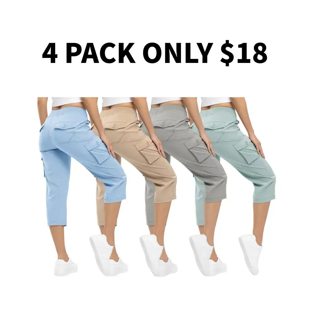 WORVIANE🔥8-Pack Women's Lightweight Cargo Capris – Multi-Pocket Casual Capris (All Colors)