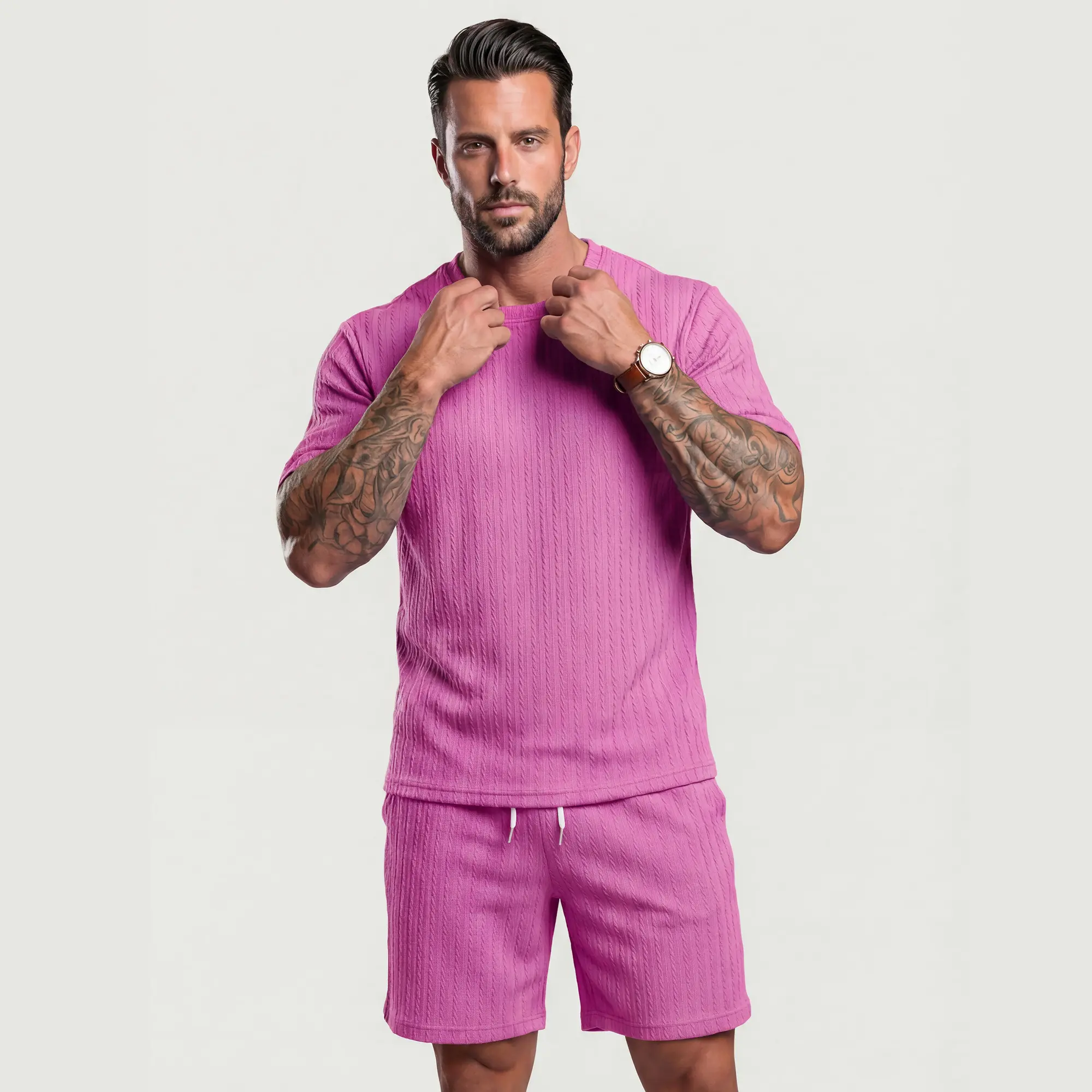 🌴 Men's Textured 2-Piece Summer Lounge Set