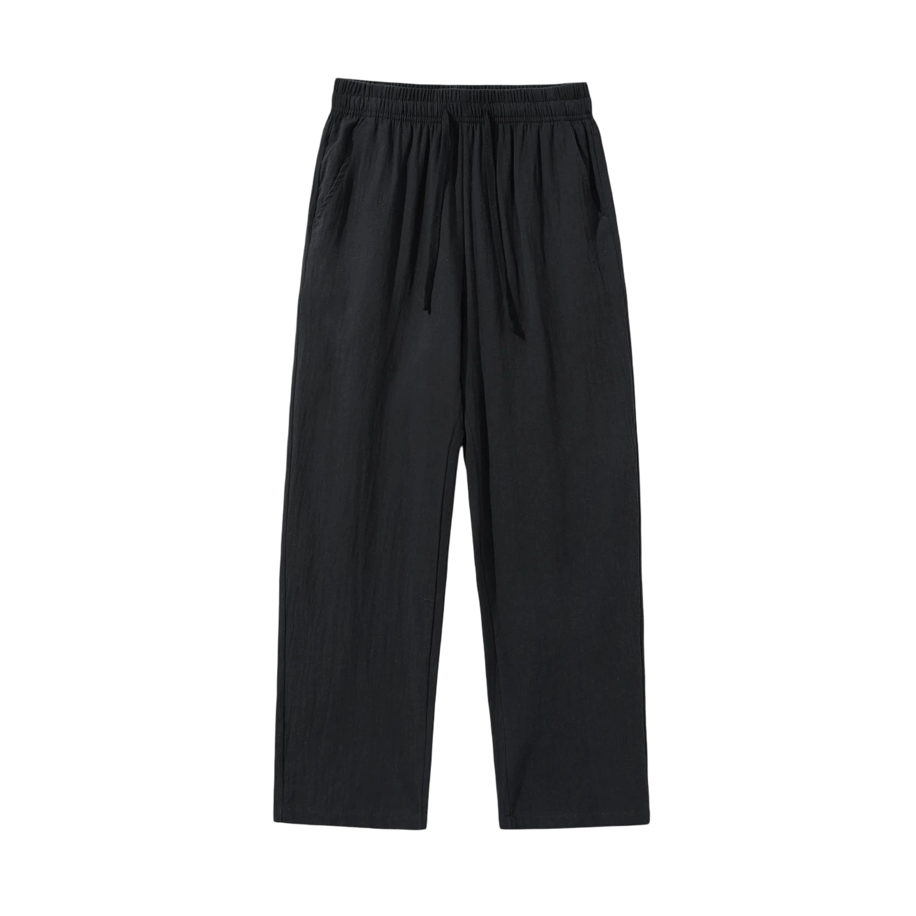 100% Cotton Linen Pants for Men & Women, Summer Casual Elastic Waist Drawstring Wide Leg Breathable Trousers