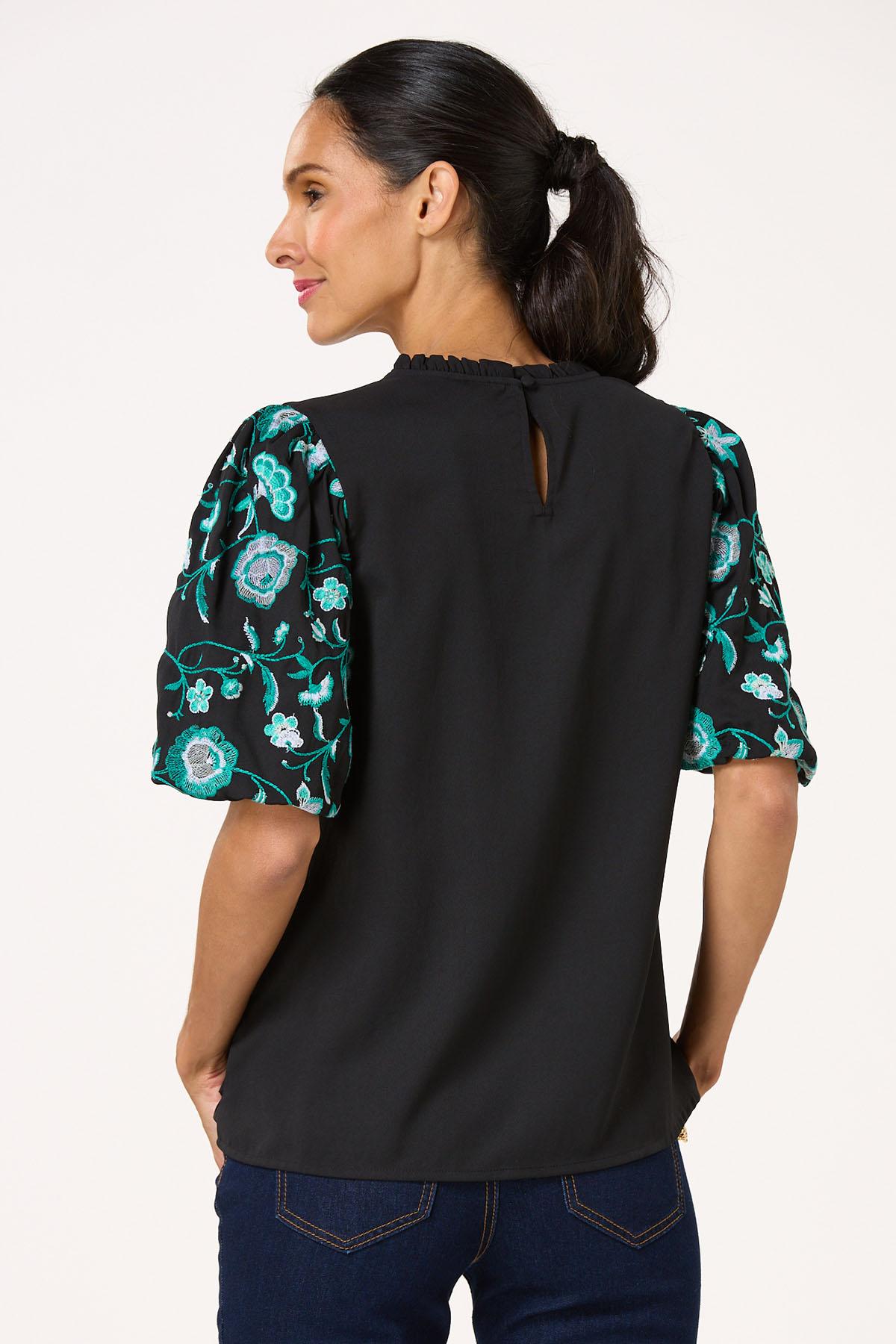 Floral Embroidered Puff Sleeve Top