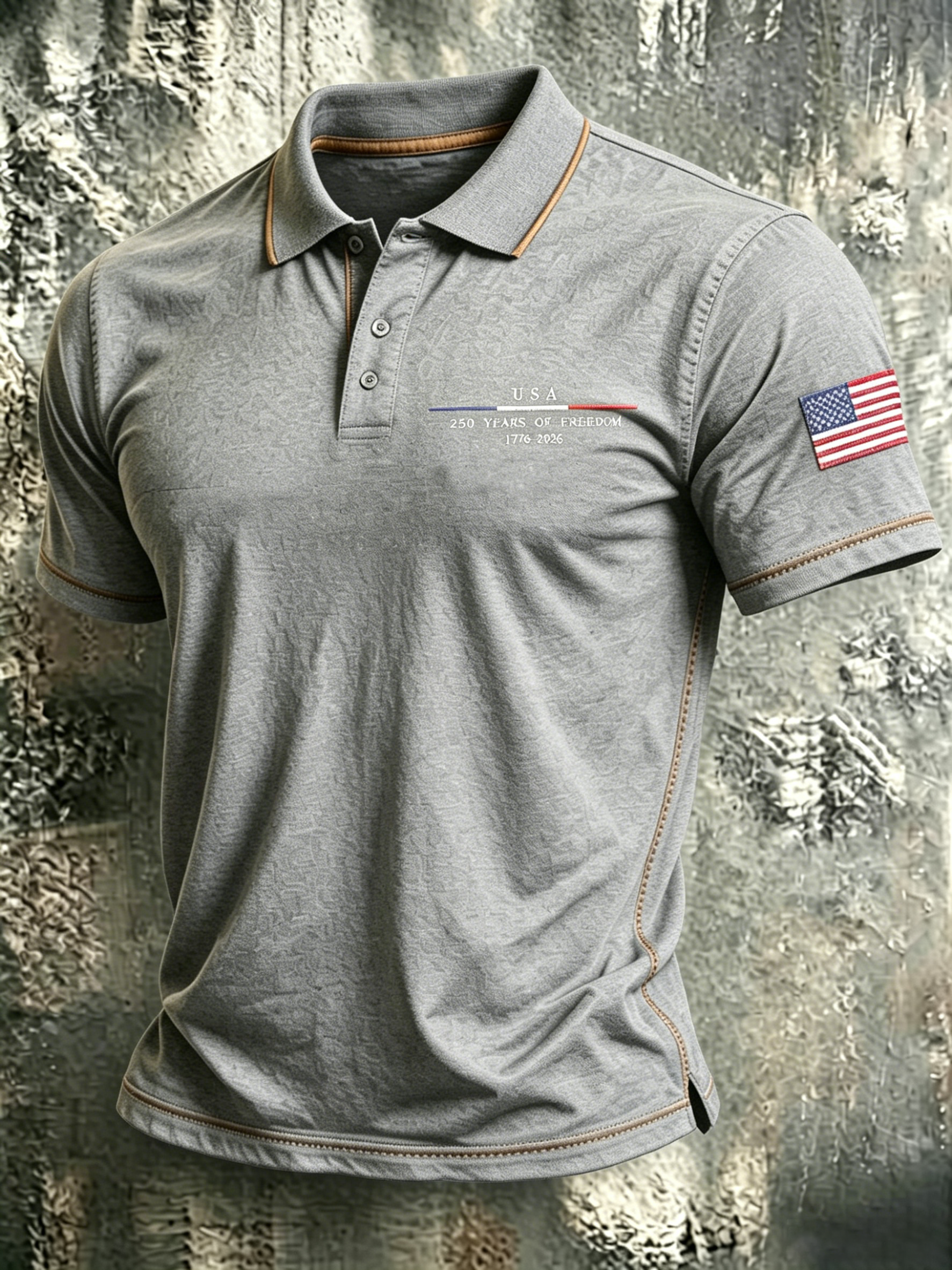 Men'S Casual American 250Th Anniversary Embroidered Commemorative Printed Polo Shirt