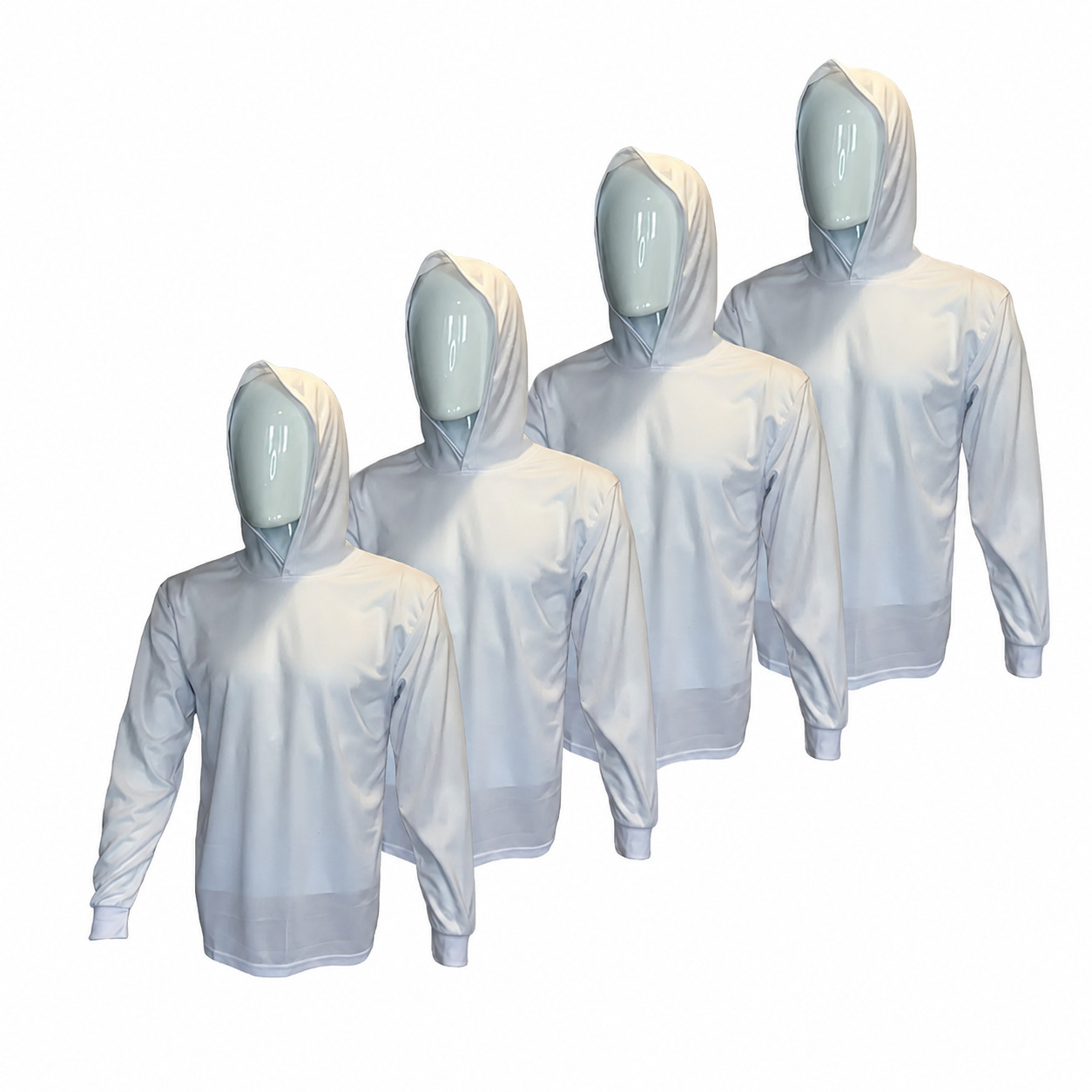 4 SHIRT PACK Hi Visibility ultra light weigh Long sleeve hoodie shirt / 100 % polyester birdeye Fabric for quick dry AVAIALBE IN VARIOUS COLORS