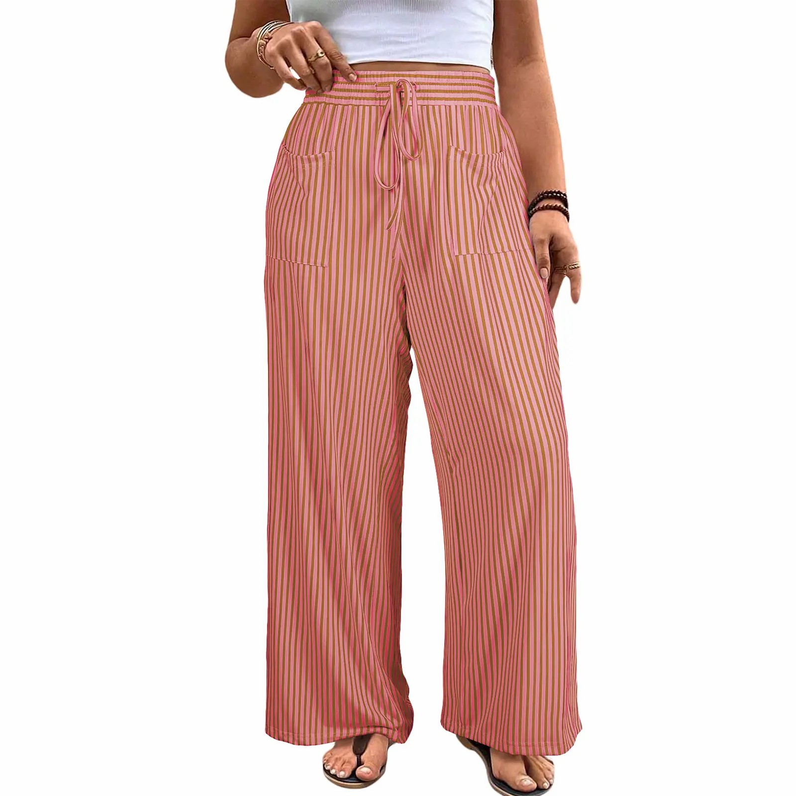 🌿 Women's Striped Drawstring Casual Pants