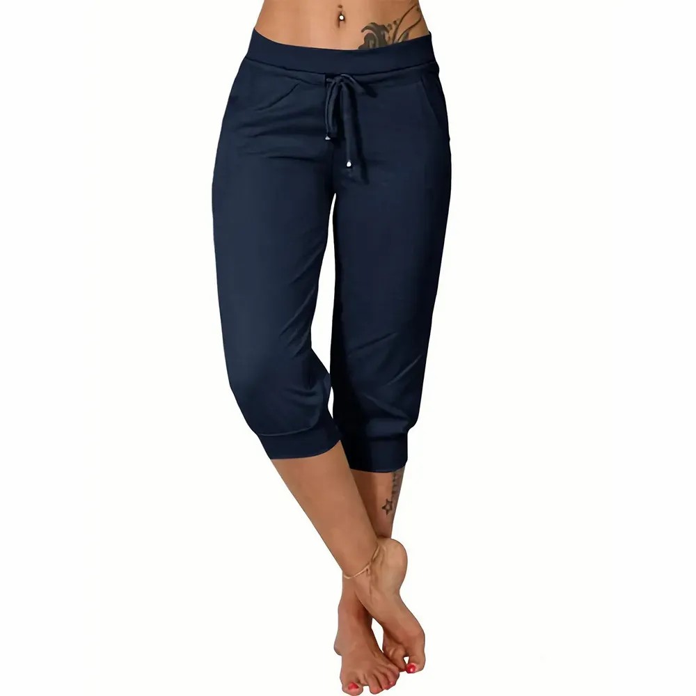 ⚡Final Clearance🔥[XS-5XL]Women's Plain Drawstring Waist Capris Pants