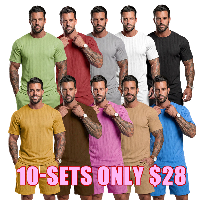 🌴 Men's Textured 2-Piece Summer Lounge Set