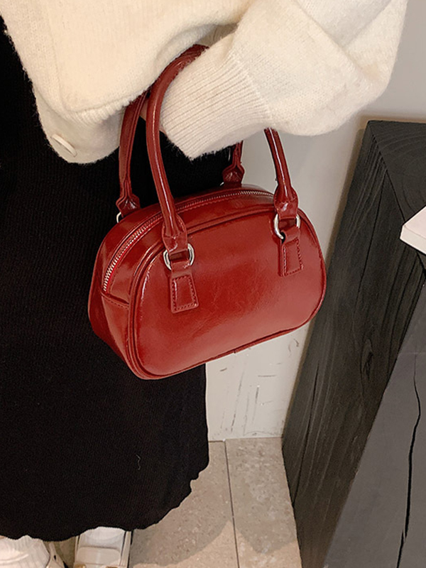 Geometric Solid Color Zipper Handbags Crossbody Bags